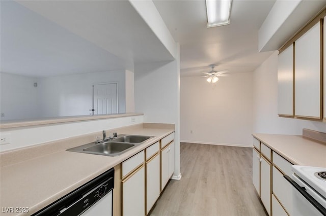 2300 E Silverado Ranch Blvd Unit 1070, Las Vegas, NV 89183 - kitchen with a sink, white appliances, light countertops, and ceiling fan