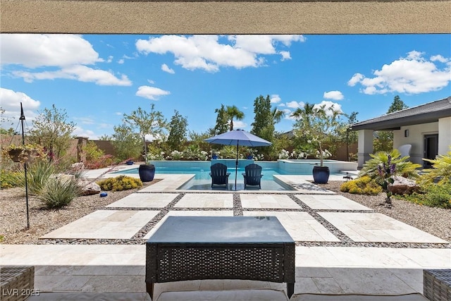 7477 Triple Knot Ct, Las Vegas, NV 89113 - view of patio / terrace featuring an outdoor pool