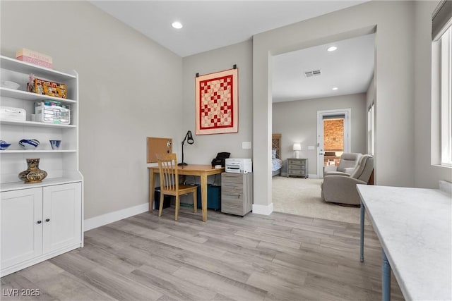 7477 Triple Knot Ct, Las Vegas, NV 89113 - office with light wood-style flooring, baseboards, and recessed lighting