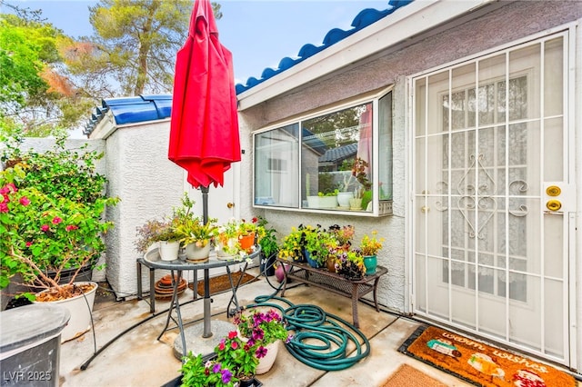 balcony with a patio area