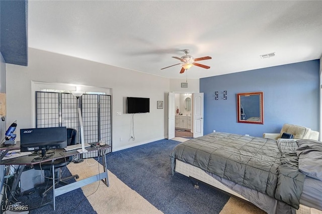 1420 Logandale Dr, Logandale, NV 89021 - bedroom featuring carpet floors, an office area, baseboards, and a ceiling fan