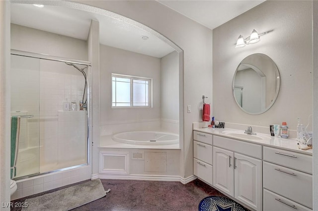1420 Logandale Dr, Logandale, NV 89021 - full bathroom with a shower stall, a garden tub, and vanity