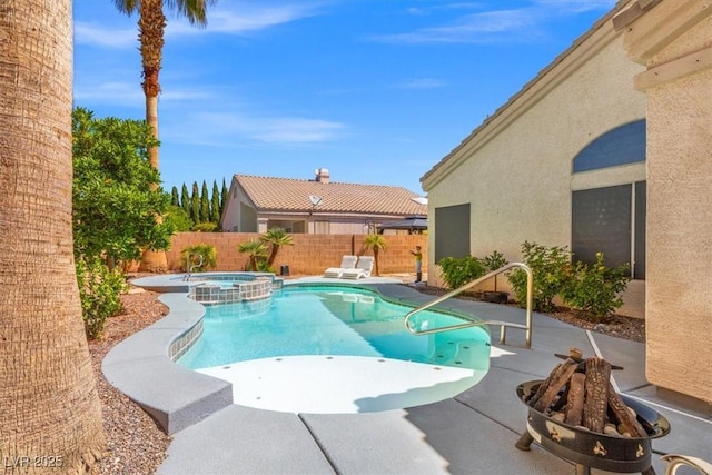 5421 Tourmaline St, Las Vegas, NV 89130 - view of pool featuring a patio area, a fenced backyard, and a pool with connected hot tub