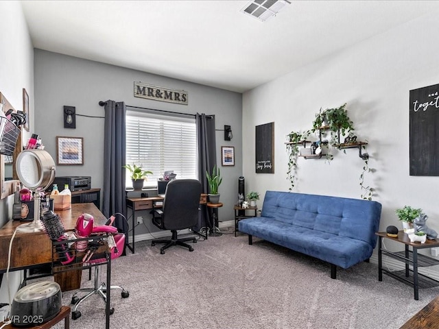 office with carpet floors and baseboards
