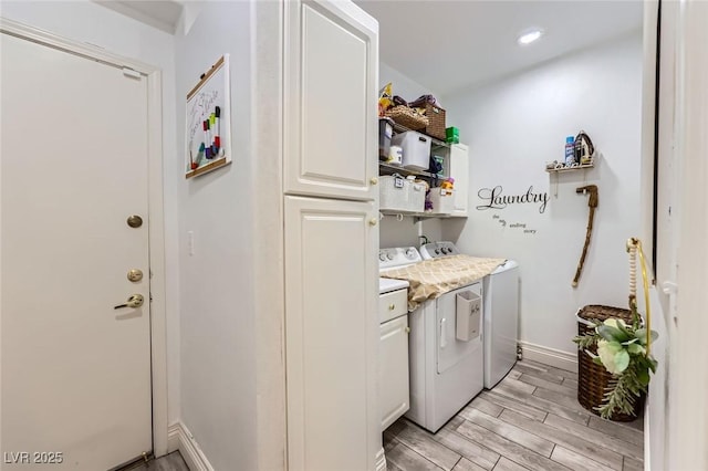 2050 W Warm Springs Rd Unit 3211, Henderson, NV 89014 - laundry area featuring cabinet space, separate washer and dryer, light wood-style flooring, baseboards, and recessed lighting