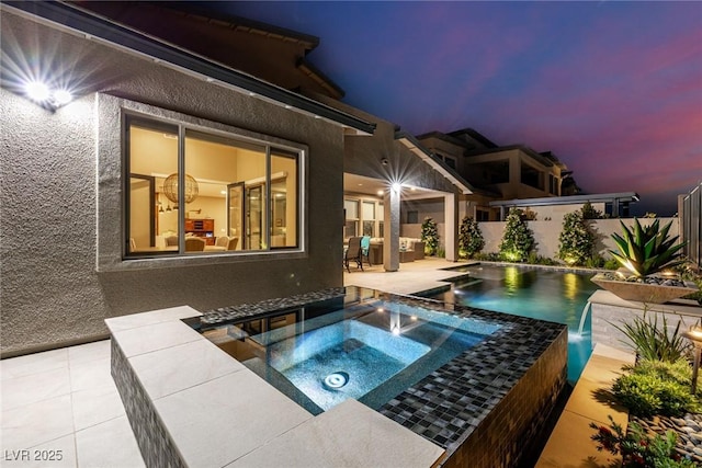 436 Crown Mesa Ave, Las Vegas, NV 89138 - view of swimming pool featuring an in-ground hot tub, a patio area, and fence