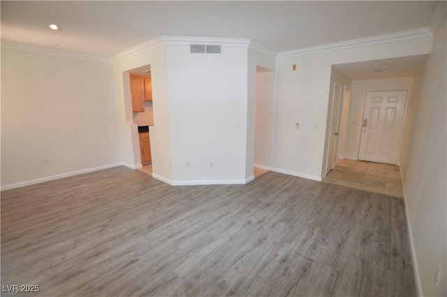 270 E Flamingo Rd Unit 136, Las Vegas, NV 89169 - spare room featuring light wood-style floors, baseboards, ornamental molding, and recessed lighting