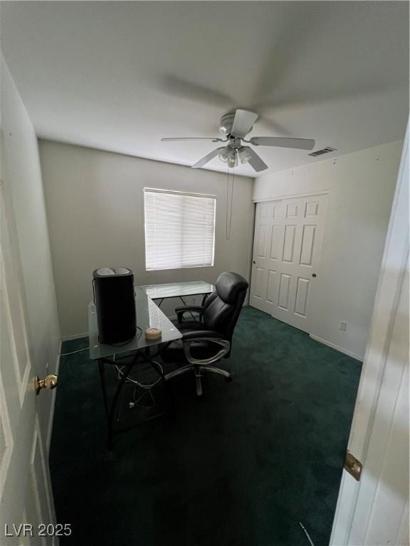 128 Appian Way, Henderson, NV 89002 - carpeted home office with ceiling fan and baseboards