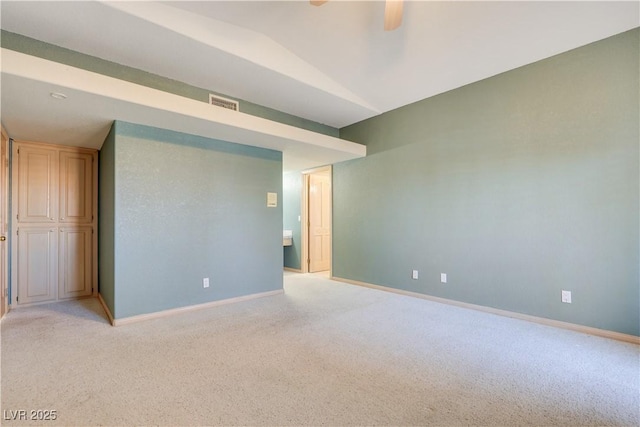 1931 Pago Ct, Las Vegas, NV 89117 - unfurnished room with light carpet, ceiling fan, and vaulted ceiling
