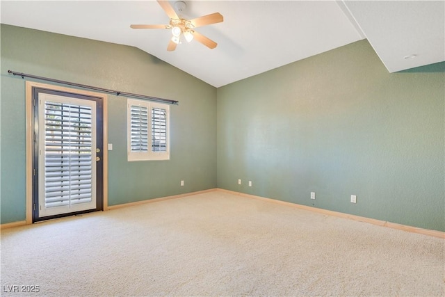 1931 Pago Ct, Las Vegas, NV 89117 - empty room featuring carpet, vaulted ceiling, and a ceiling fan