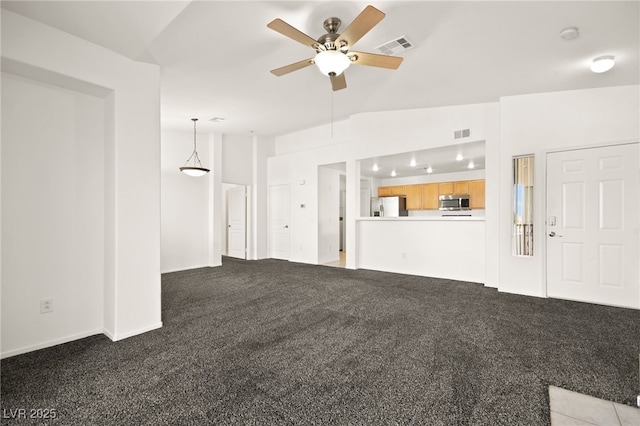 913 Duckhorn Ct Unit 204, Las Vegas, NV 89144 - unfurnished living room featuring ceiling fan, light colored carpet, and baseboards