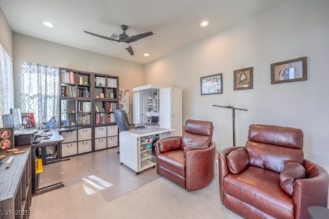 4893 E Cedar Creek Way, Pahrump, NV 89061 - home office featuring ceiling fan and recessed lighting