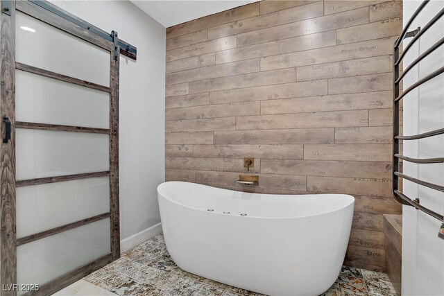 10520 Maystar Ln, Las Vegas, NV 89135 - full bath featuring wooden walls and a freestanding tub