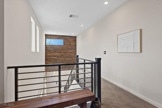 9710 Hiking Ave, Las Vegas, NV 89166 - stairs featuring carpet, baseboards, and recessed lighting