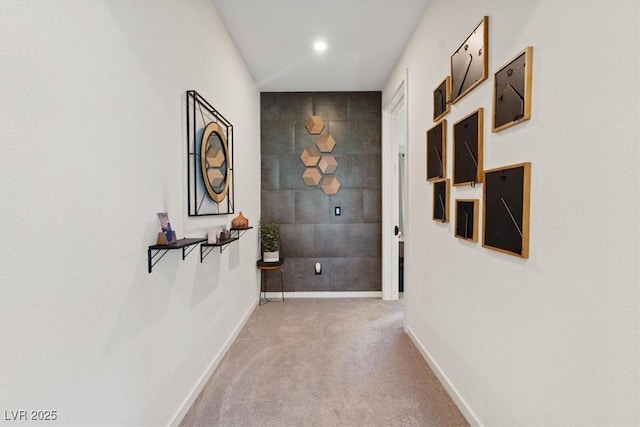 9710 Hiking Ave, Las Vegas, NV 89166 - hallway featuring baseboards, carpet floors, and recessed lighting