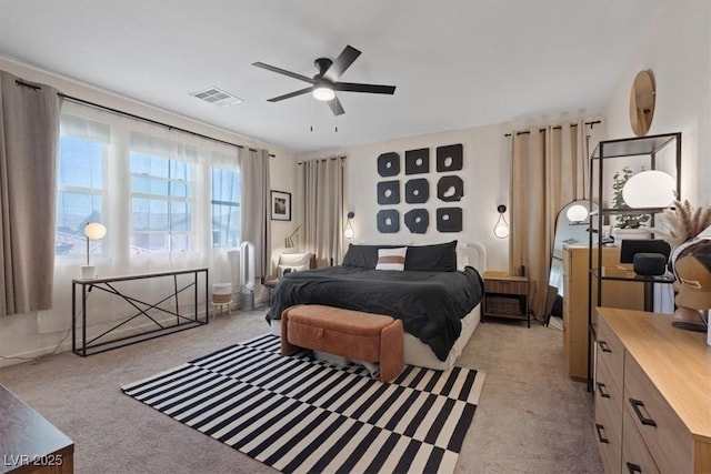 9710 Hiking Ave, Las Vegas, NV 89166 - bedroom featuring light carpet and a ceiling fan