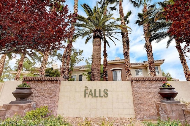 view of community sign