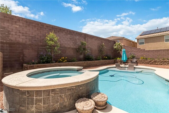 8275 Old Creek Ranch St, Las Vegas, NV 89139 - view of swimming pool featuring a fenced backyard and a pool with connected hot tub