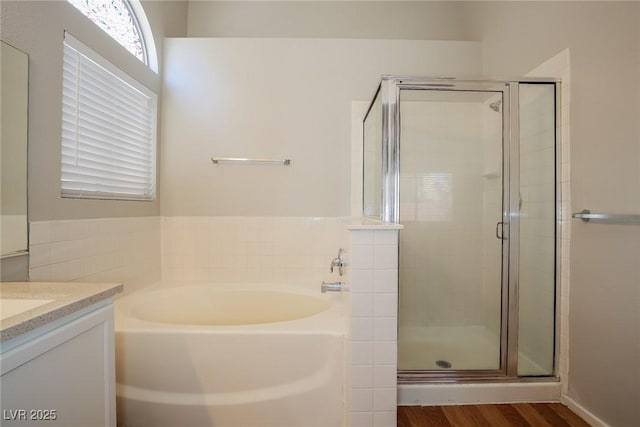 3416 Steppe St, North Las Vegas, NV 89032 - full bath with a stall shower, vanity, and a garden tub