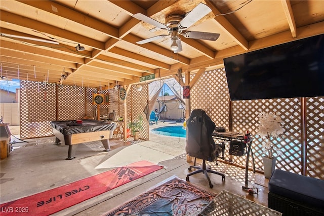 251 Las Palmaritas Dr, Las Vegas, NV 89110 - view of patio / terrace featuring ceiling fan and fence