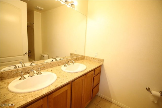62 E Serene Ave Unit 129, Las Vegas, NV 89123 - full bathroom featuring tile patterned flooring, toilet, double vanity, and baseboards