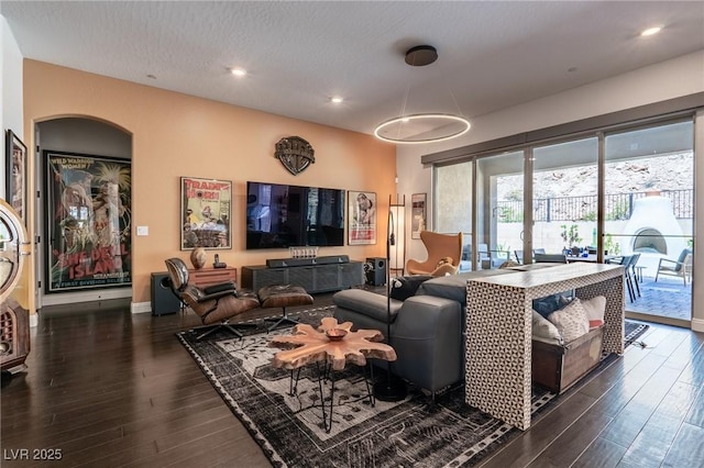 125 Mirage View Dr, Henderson, NV 89011 - living area featuring dark wood-type flooring, recessed lighting, and baseboards