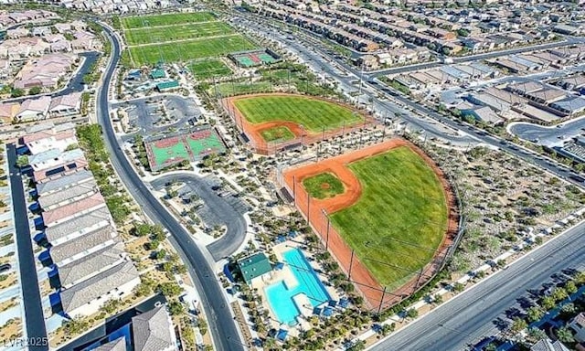 bird's eye view of a pool
