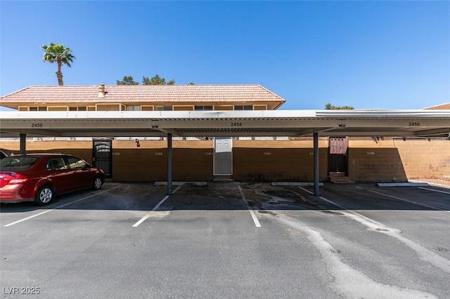 view of covered parking lot