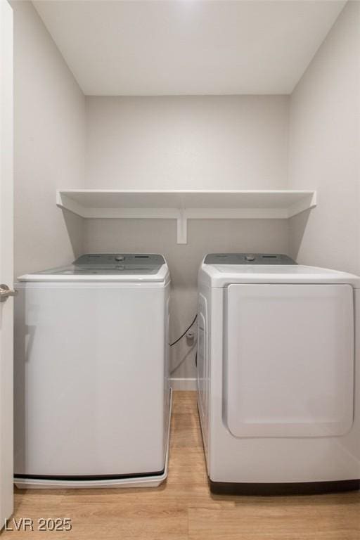 6145 May River St, Las Vegas, NV 89148 - clothes washing area featuring independent washer and dryer and light wood-style floors