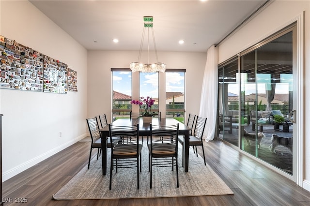 212 Harris Peak St, Las Vegas, NV 89138 - dining area with dark wood-style flooring, recessed lighting, and a chandelier