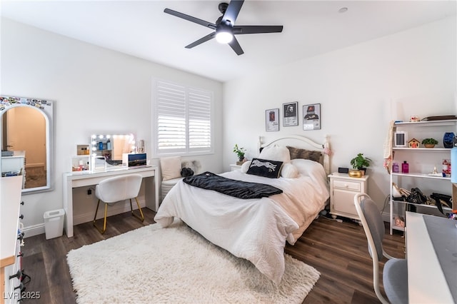 212 Harris Peak St, Las Vegas, NV 89138 - bedroom with wood finished floors, a desk, and a ceiling fan