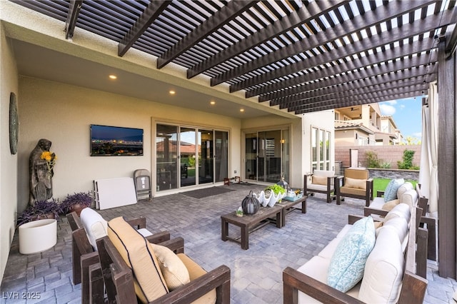 212 Harris Peak St, Las Vegas, NV 89138 - view of patio with an outdoor hangout area and a pergola