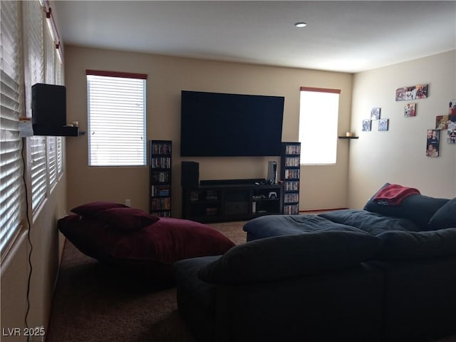 living room featuring carpet