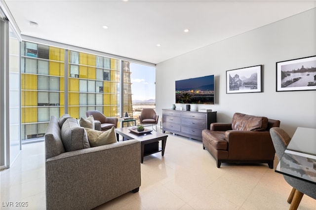 3726 Las Vegas Blvd Unit 2410, Las Vegas, NV 89158 - living area featuring a wall of windows and recessed lighting