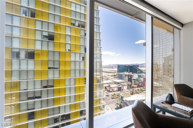 3726 Las Vegas Blvd Unit 2410, Las Vegas, NV 89158 - doorway to outside featuring a wall of windows, a view of city, and an office area