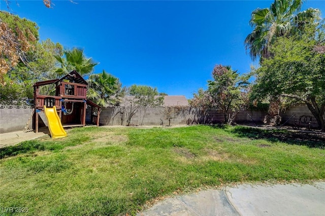 3138 White Rose Way, Henderson, NV 89014 - fenced backyard featuring a playground