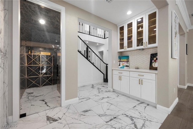 4220 San Alivia Ct, Las Vegas, NV 89141 - bar featuring baseboards, light marble finish flooring, and recessed lighting