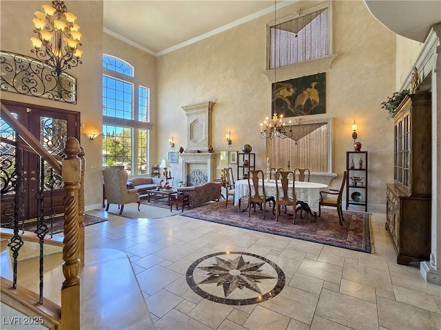5445 Pendini Point Ct, Las Vegas, NV 89141 - lobby featuring a towering ceiling, stairway, and ornamental molding