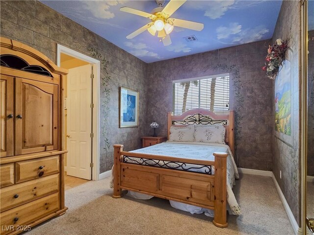 5445 Pendini Point Ct, Las Vegas, NV 89141 - bedroom with baseboards, light colored carpet, and a ceiling fan