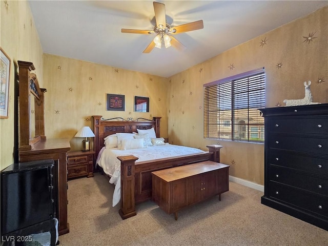 5445 Pendini Point Ct, Las Vegas, NV 89141 - bedroom featuring light carpet, ceiling fan, and baseboards
