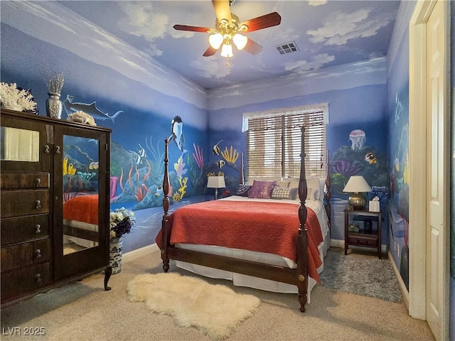 5445 Pendini Point Ct, Las Vegas, NV 89141 - bedroom with carpet flooring, baseboards, and a ceiling fan