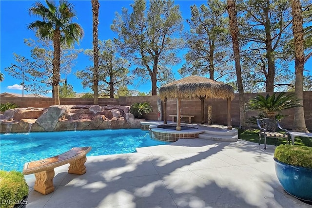 5445 Pendini Point Ct, Las Vegas, NV 89141 - view of pool featuring a fenced backyard, a patio area, and a gazebo