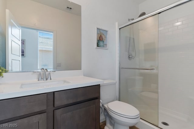 3709 Neblina Dr, Henderson, NV 89052 - full bathroom featuring a shower stall, toilet, and vanity
