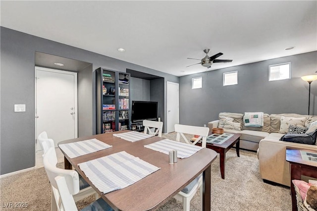9065 Adorable Ave, Las Vegas, NV 89149 - living room with light colored carpet, a ceiling fan, recessed lighting, and baseboards