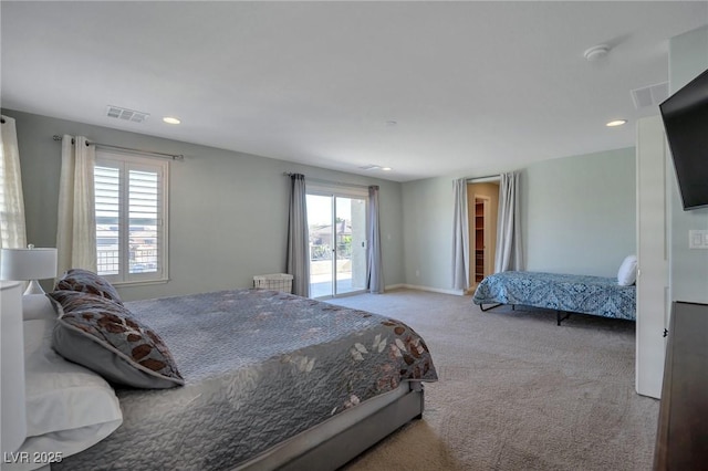 7520 Fontera Ct, Las Vegas, NV 89139 - carpeted bedroom with access to outside, recessed lighting, and baseboards
