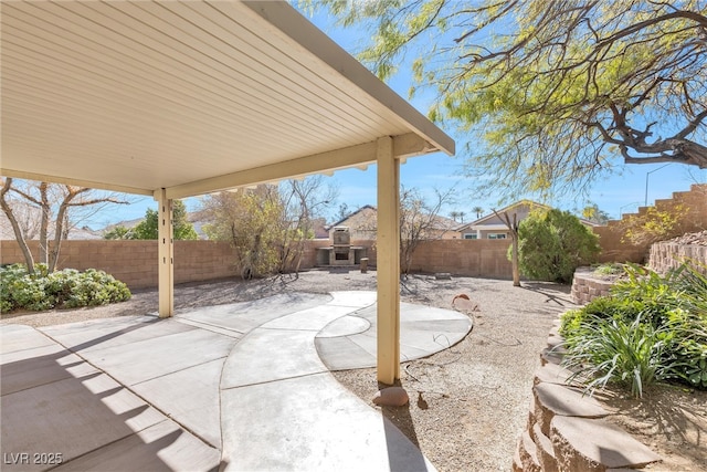 view of patio featuring a fenced backyard
