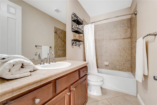 7778 Villa Montara St, Las Vegas, NV 89123 - bathroom featuring tile patterned flooring, shower / bath combo, toilet, and vanity