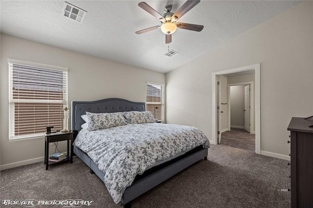 942 Shadow Hawk Rdg, Mesquite, NV 89027 - carpeted bedroom featuring baseboards, a ceiling fan, and lofted ceiling