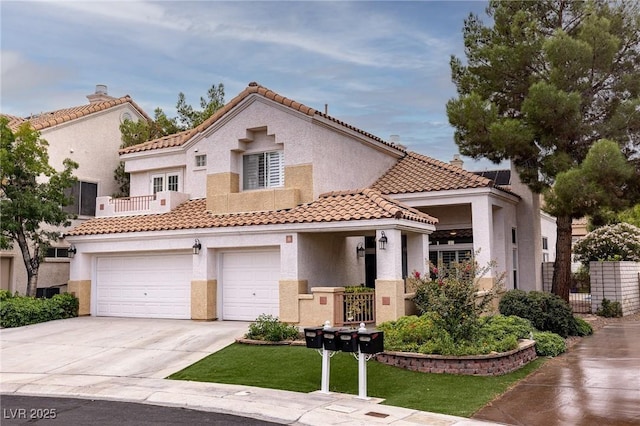 53 Grossinger Ct, Henderson, NV 89074 - mediterranean / spanish home featuring driveway, stucco siding, and a tiled roof