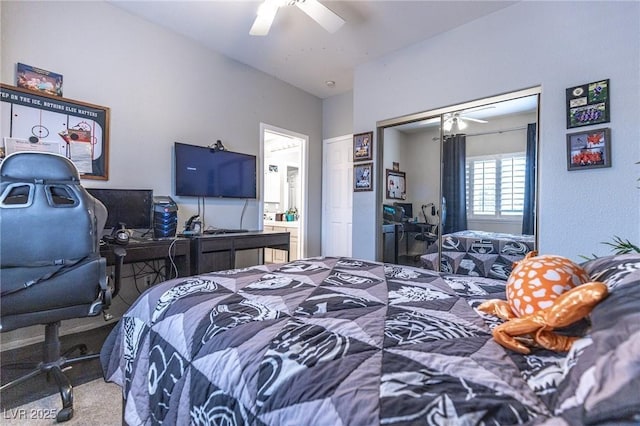 53 Grossinger Ct, Henderson, NV 89074 - carpeted bedroom with a closet, a desk, and ceiling fan